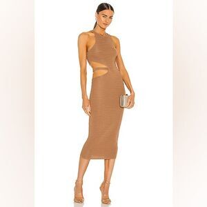 NWT Michael Costello X Revolve Athena Midi Dress in Mushroom - Size L